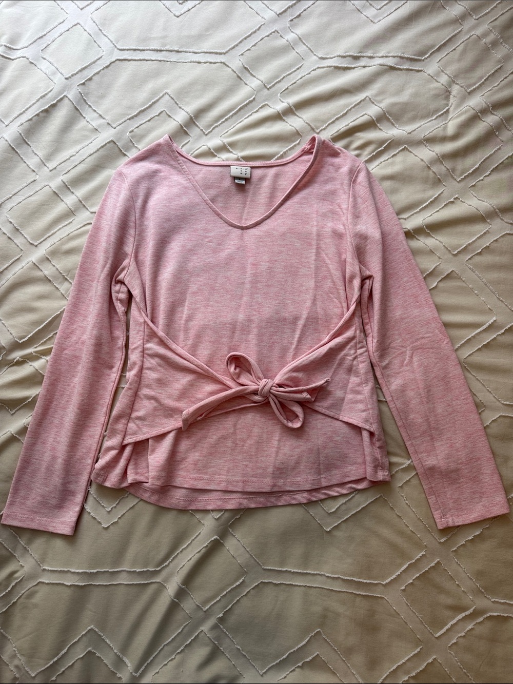 a new day Pink Tie-Front Long Sleeve Top